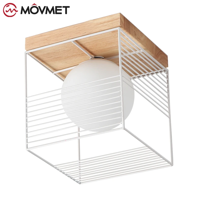 

Vintage Ceiling Lights Black White Golden Loft Led Ceiling Lamp Geometric Shape Iron Cage Living Room Bedroom Home Led