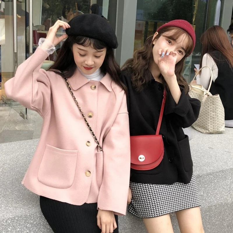 Женский твидовый пиджак с длинным рукавом Повседневный шерстяной из хлопка в