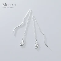 modian long chain musical notation dangle earring for women 925 sterling silver geometric wave line drop earring fine jewelry