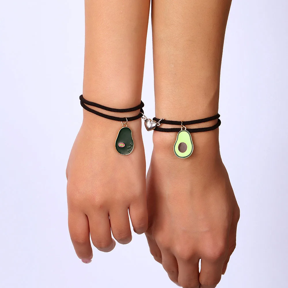 Модный милый браслет серебристого цвета с авокадо влюбленным сердцем для