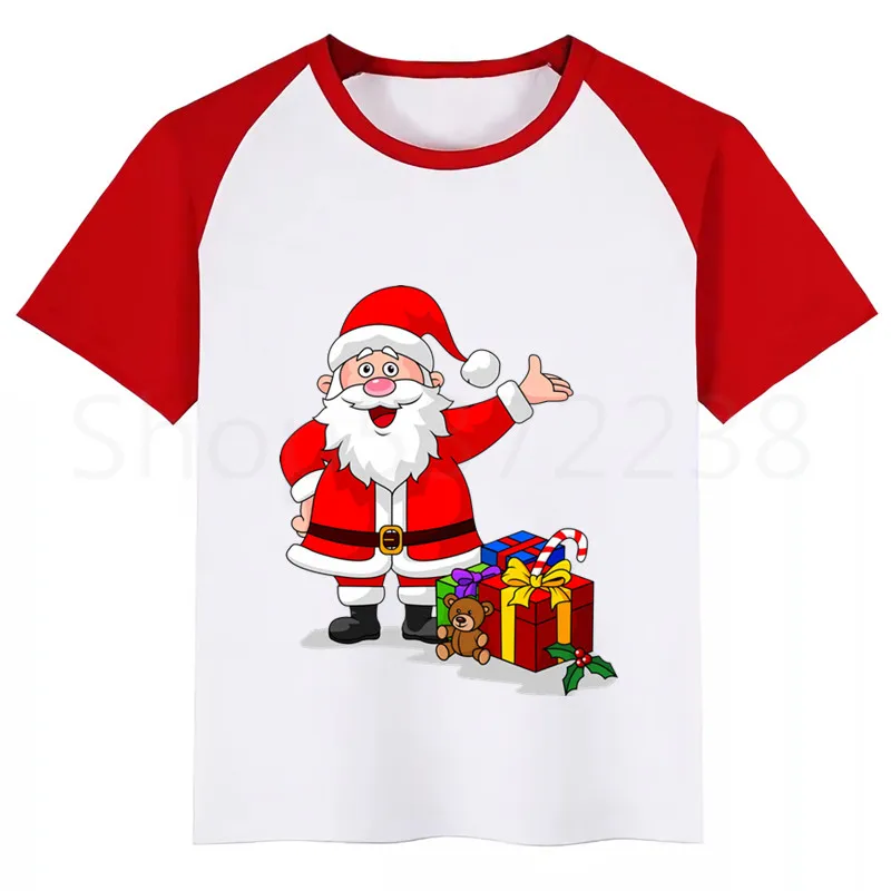 Рождественский подарок для маленьких девочек футболка с Сантой Летние