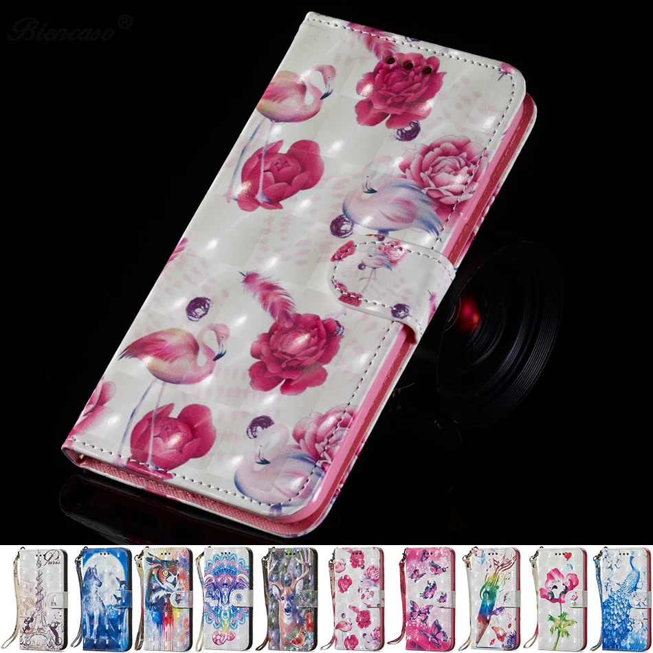 Чехол книжка с фламинго для Huawei P Smart 2019 кожаный чехол кошелек Mate 20 10 Lite P10 P20 P30 Pro