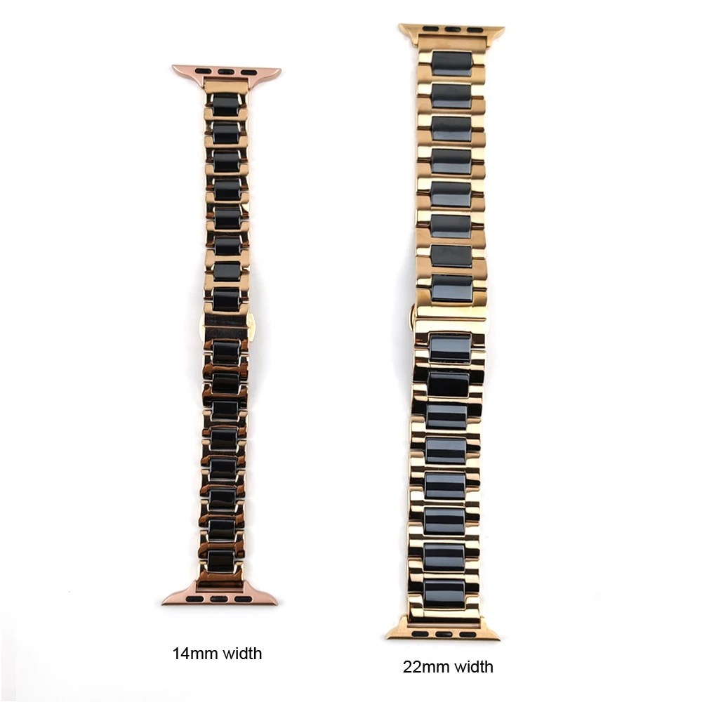 

Slim Bands for Apple Watch Se 44mm 40mm Iwatch 6 5 4 3 Band 42mm 38mm Thin Ceramics Stainless Steel Strap Luxury Link Bracelet