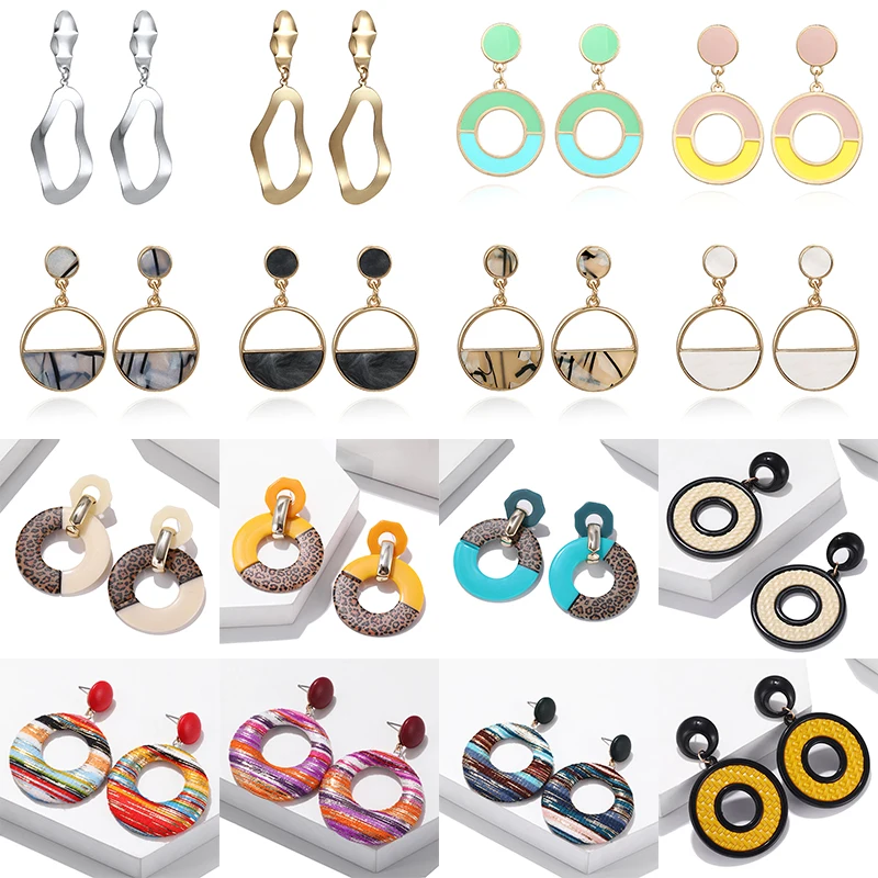 

New Big Round Earrings 2019 Ladies Fashion Multicolor Earrings Color Bohemian Earrings Pendant Earrings Free Shipping