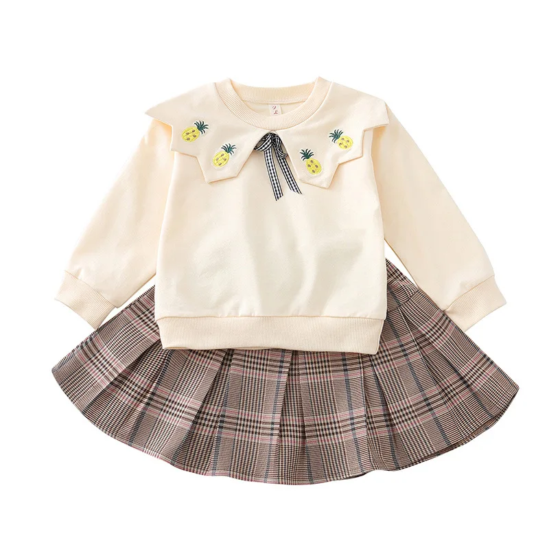 2 предмета WLG милый комплект одежды для девочек детская Весенняя бежевая розовая