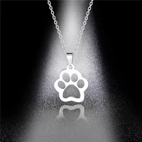 hot sale silver color cute animal footprints dog cat footprints paw necklaces bird hand pendants women stainless steel jewelry