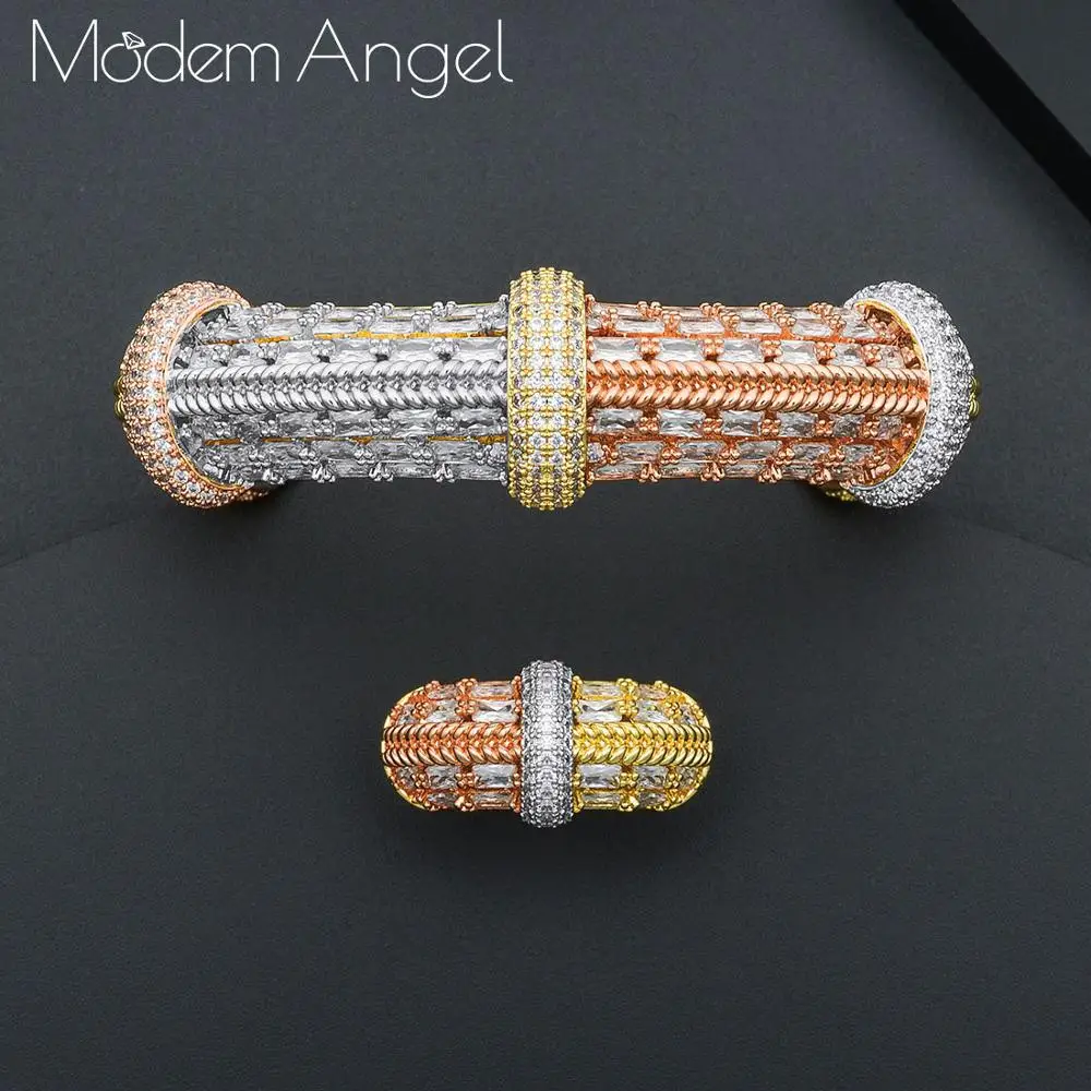

ModemAngel, роскошный Африканский браслет и кольцо, модные наборы ювелирных изделий для невесты для женщин, свадебные украшения