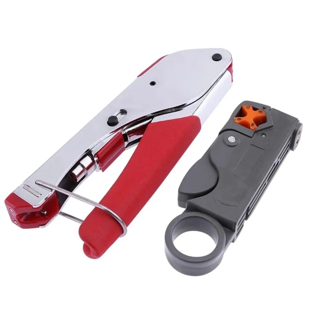 

Coaxial Cable Crimping Tool Set Squeezing Forceps&Wire Stripper For RG58 RG59 RG6 Coax Cable Crimper With Compression Connectors