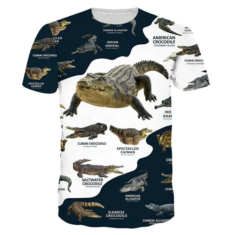 

High Quality Tshirt Men Women Hot 3d Print Funny Crocodile Wild Animals Short-sleeved Shirt Children's Clothing Tshirt Top Tees