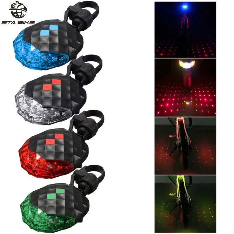 

Bicycle Cycling Rear Tail Light 2 Laser Beam 5 LED Mountain Safety Warning Lamp Waterproof Tool-Free Installation