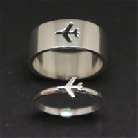 2021 trend airplane couple ring for women men pilot fashion ring attendant wedding set aviation lover gift best party gift
