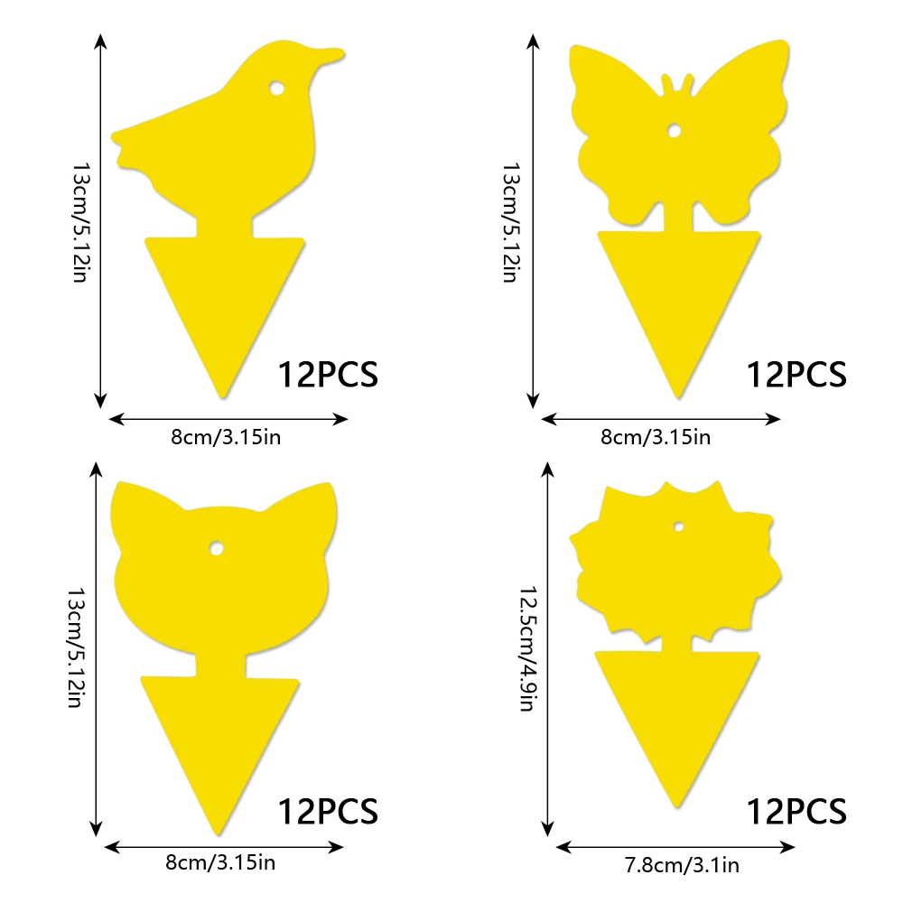 

97 Pcs/set Yellow Butterfly Shape Double-sided Sticky Board Plant Flowers Vegetables Mosquito Flies Trap Board Insect Sticker