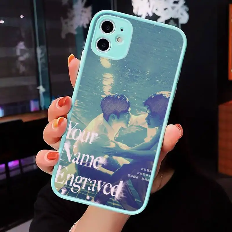 

Your Name Engraved Herein Phone Case Matte transparent For blue iPhone 12 Mini 11 Pro XR XS Max 7 8 Plus X Back Cover