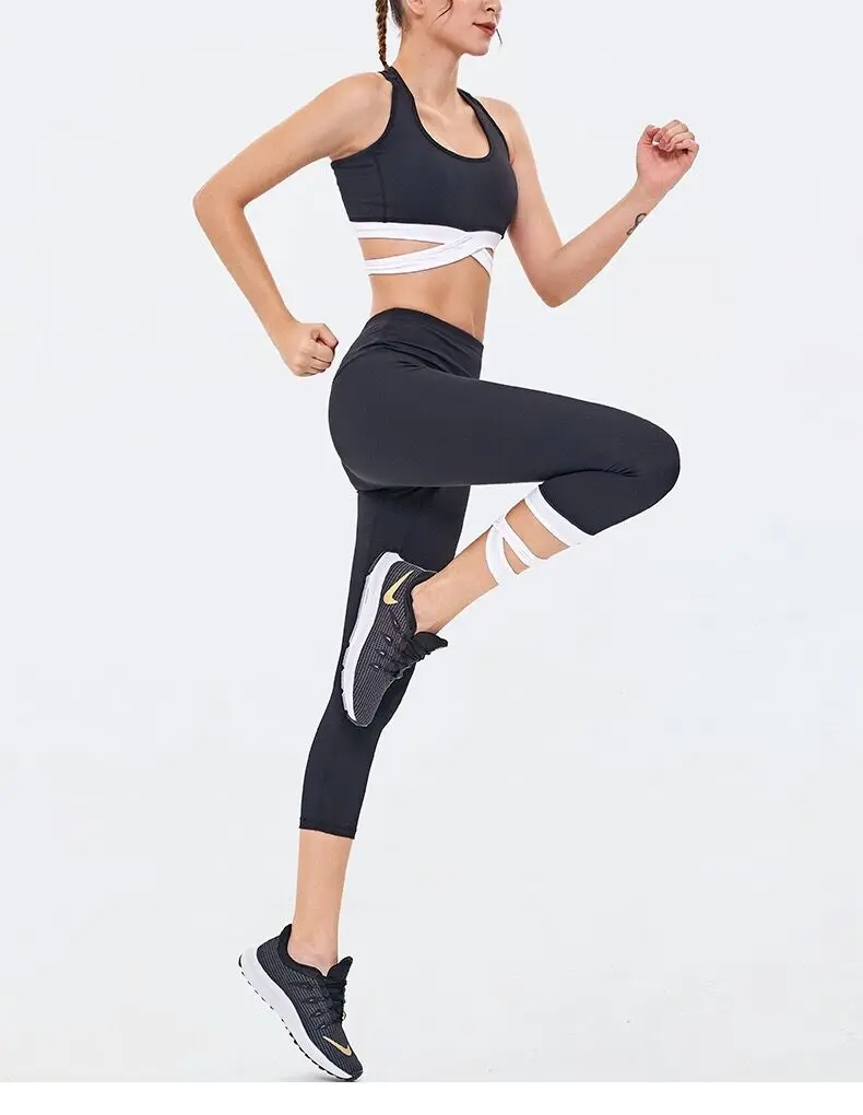 Женский спортивный костюм для йоги комплект из 2 предметов Желтый бега