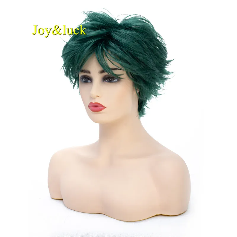 Короткий мужской парик Joy & luck темно зеленый синтетический для косплея