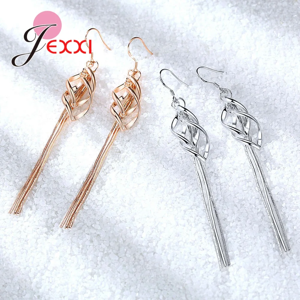 Stylish Trendy 925 Sterling Silver Long Charm Tassel Earrings for Ladies Summer Holiday Style Date Anniversary Accessories | Украшения и