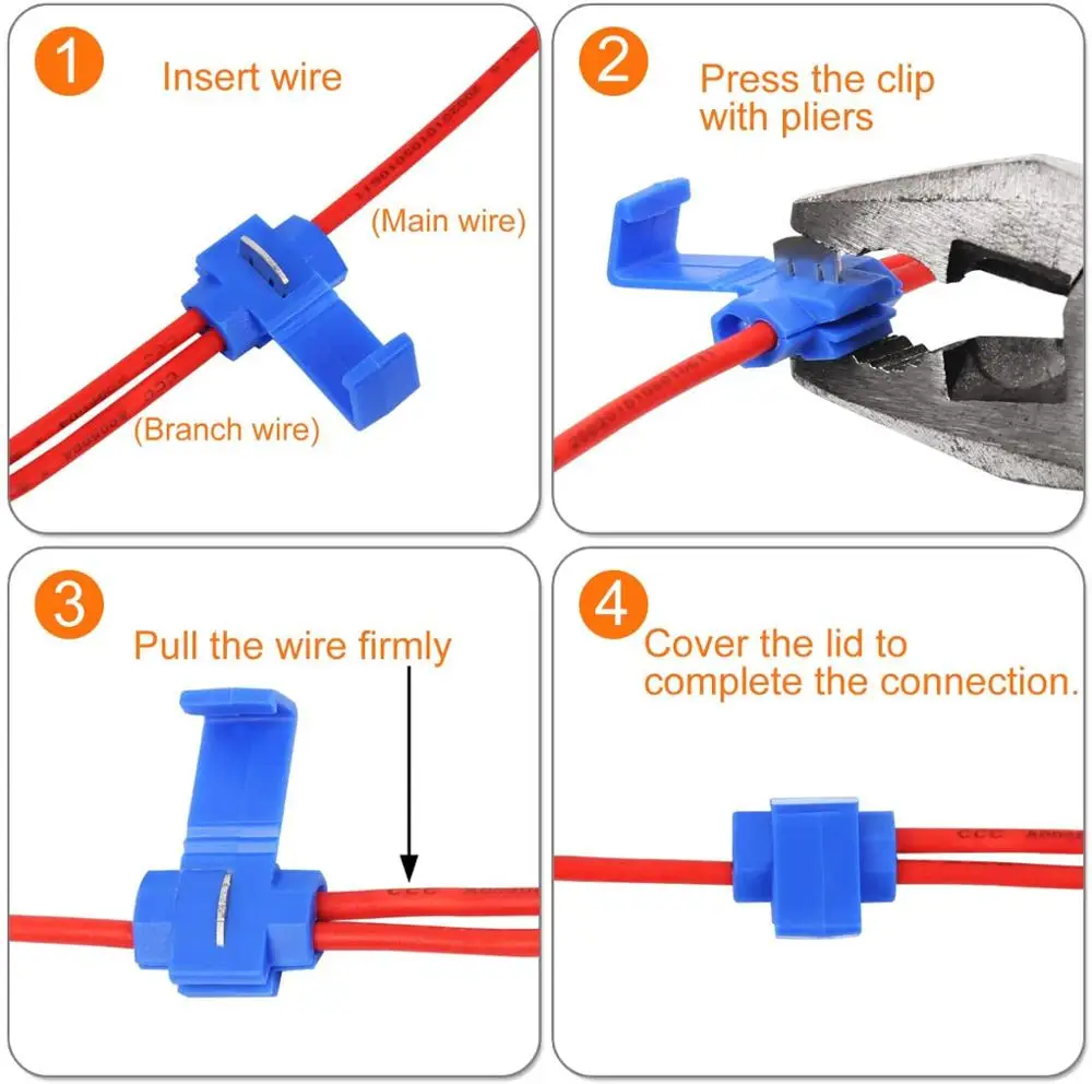 

T-Tap Wire Connectors, Self-Stripping Quick Splice Electrical Wire Terminals, Insulated Male Quick Disconnect Spade Terminals