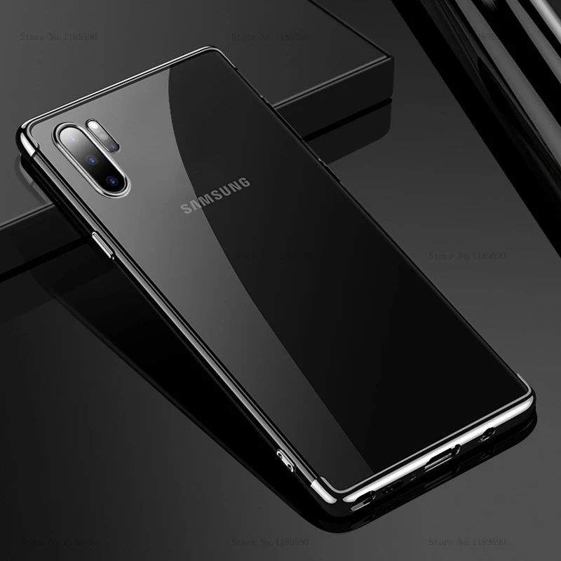 Силиконовый чехол для samsung Note 10 Plus чехол бампер прозрачный чехол с покрытием на для samsung Galaxy S10 Plus S8 S9 Note 10 Pro 8 9 - Цвет: Silver