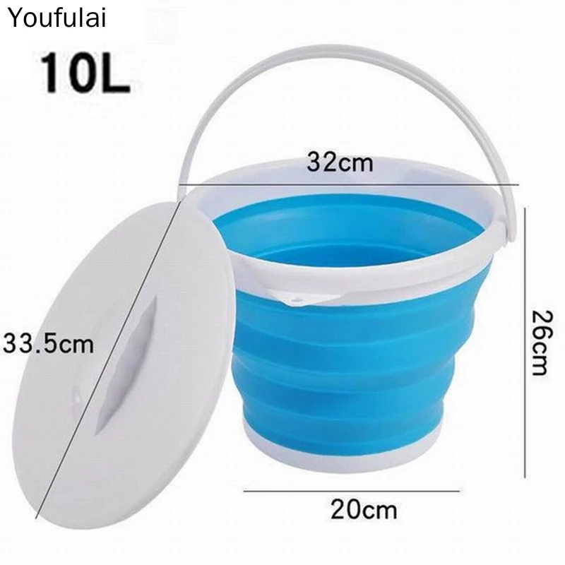 Силиконовое складное ведро с крышкой 10 л | Дом и сад