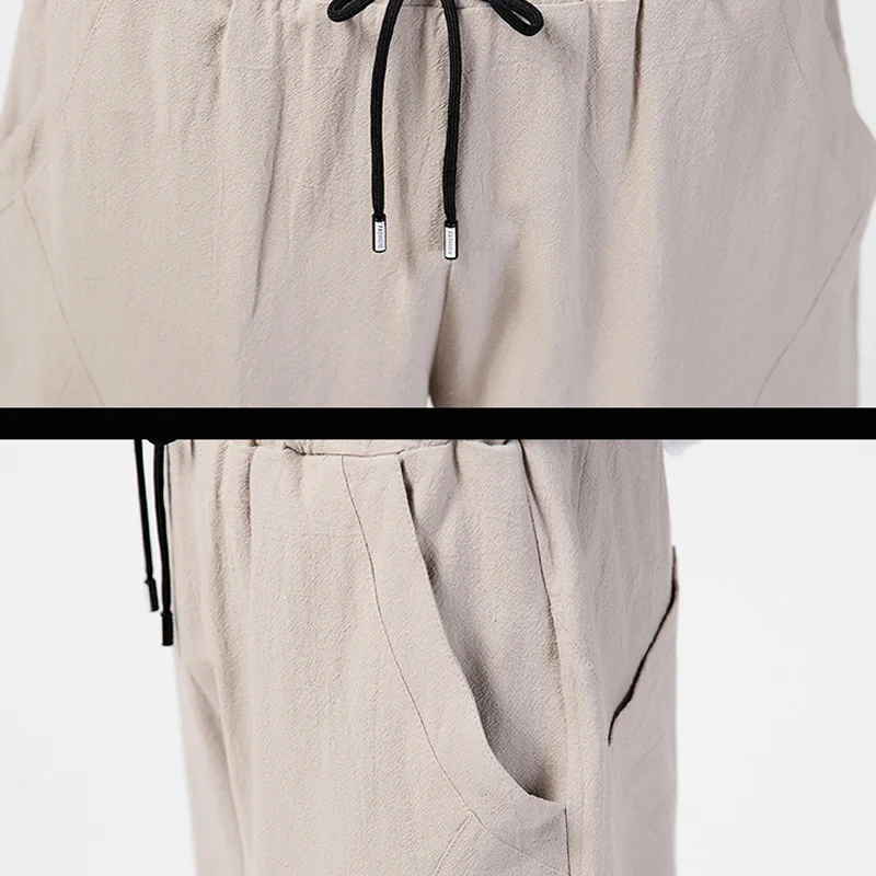

Japanese cotton flaxen trousers ankle banded pants Chinese Style Casual Men Harem Pants Men Jogger Pants Men Fitness Trousers Ma