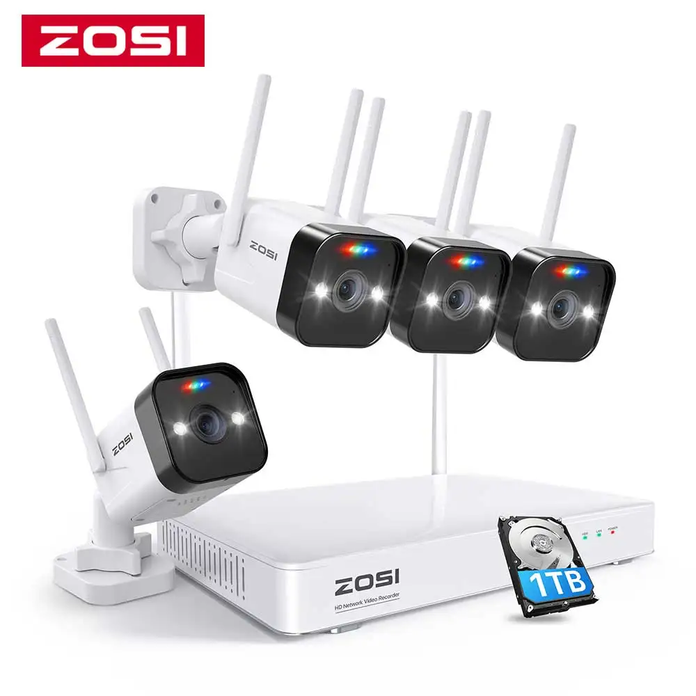 ZOSI 3MP W4 Pro сеточная Wi-Fi система 8CH видеонаблюдения NVR 4 шт WiFi ip-камера с прожектором