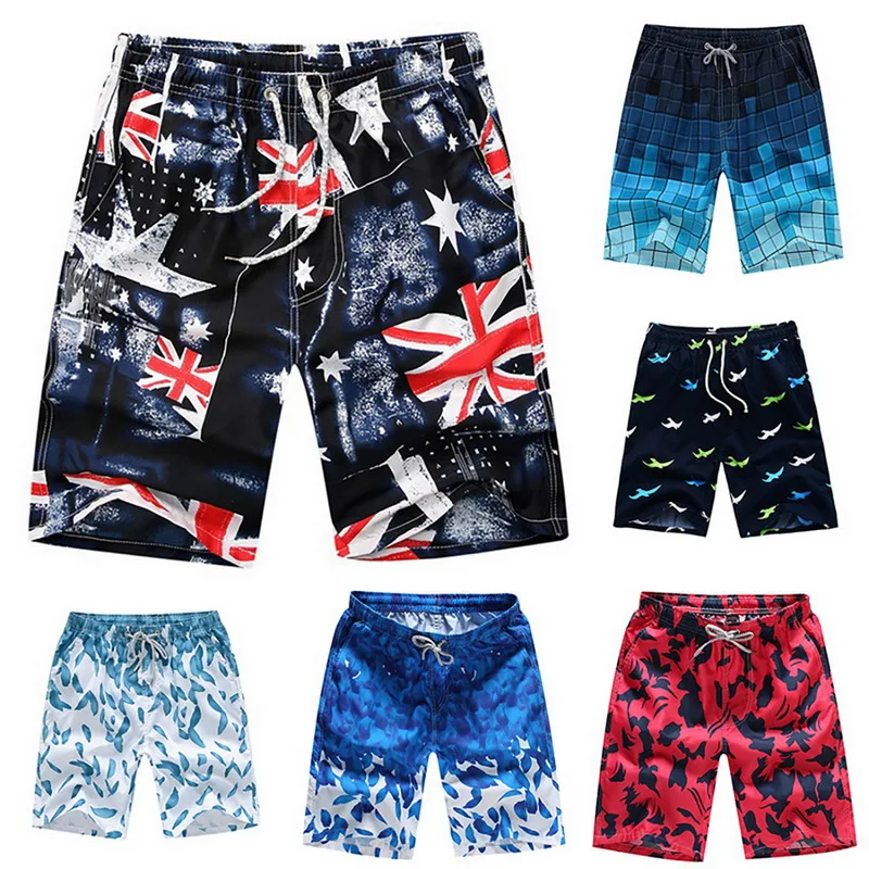 

Swiming Shorts Men Summer Casual Sunga Masculina Loose Quick Dry Board Shorts Hawaiian Print Elastic Waist Bathing Beach Shorts