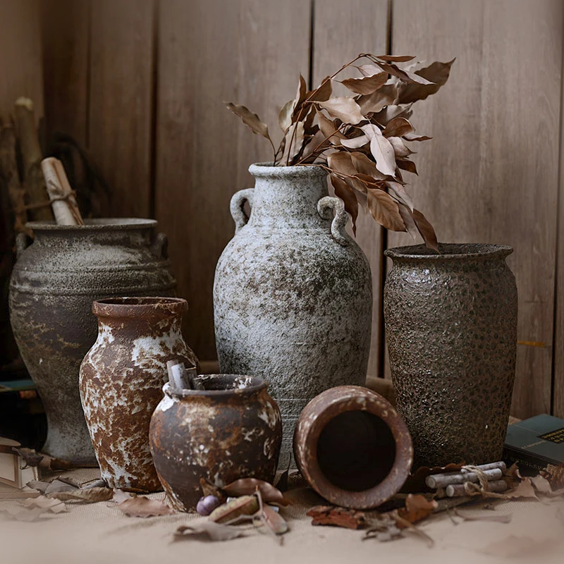 

Personalized Creative Hand-Painted Ceramic Stoneware Clay Vase Flowerpot Distressed Antique Soil Ceramic Basin Vase Home Decor