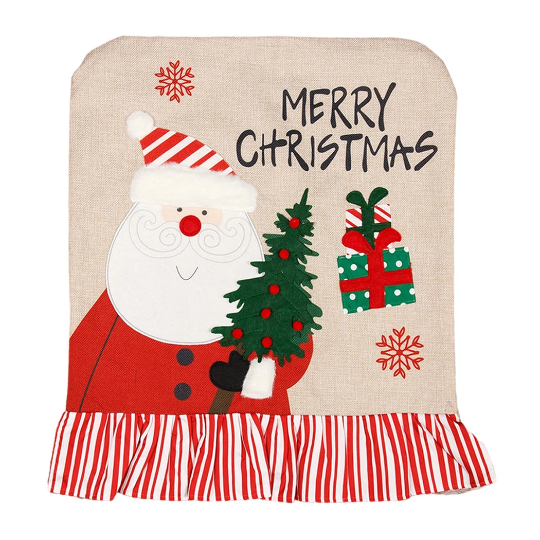 

Новинка 2022, Рождественский чехол на стул для пожилых людей, снеговик, искусственные украшения, чехол на стул с Санта-Клаусом