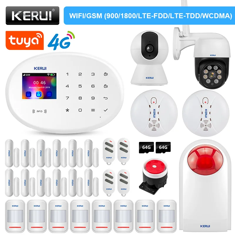 

KERUI W20 система охранной сигнализации для дома 4G WIFI GSM сигнализация Tuya Smart 433 МГц Беспроводная поддержка Alexa датчик движения датчик двери