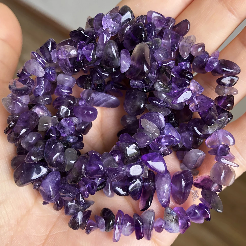 

5-8mm Natural Irregular Purple Amethysts Beads Gravel Chips Loose Spacer Beads for Jewelry Making DIY Earring Necklace 33"Inches