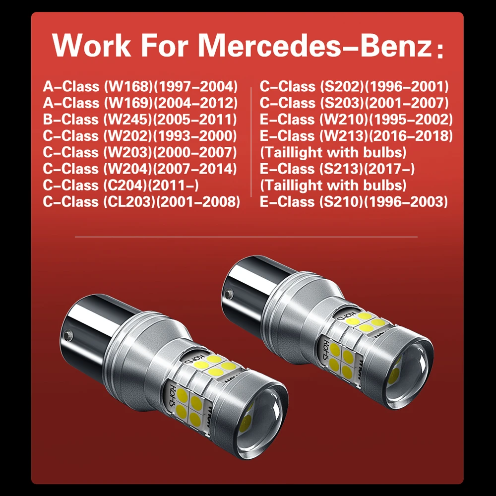 2x светодиодные фонари заднего хода P21W BA15S Canbus для Mercedes Benz W169 W245 W202 W203 W204 C204 CL203 S202 S203