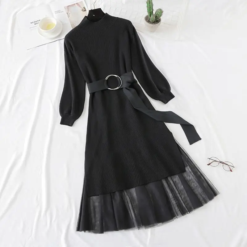 Новинка 2019 модное женское вязаное платье Женский Французский Ретро комплект из