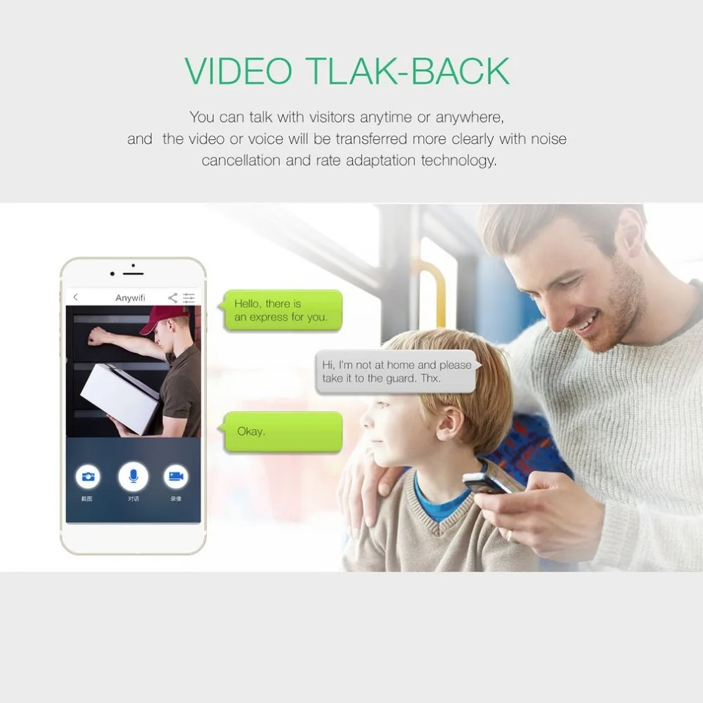 2.4GHz WiFi Video Doorbell HD 720P Camera Smart Speaker Night Vison Motion Detetion Wake-up For IOS/Android Viewing | Безопасность и
