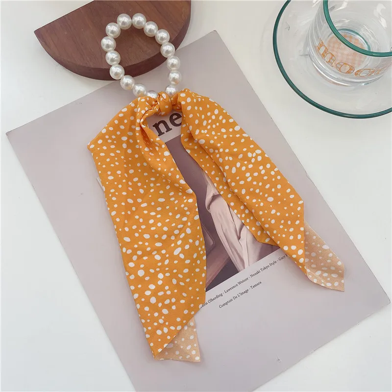 

2021 Pearl Elastic Rubber Bands For Girl Bow Print Fashion Hair Accessories Hair Ties 2021 New Korea Women Hair Ropes 11 orders