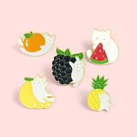 cute fruit cat alloy brooch bag clothes backpack lapel enamel pin badges cartoon jewelry gift for friend women accessories