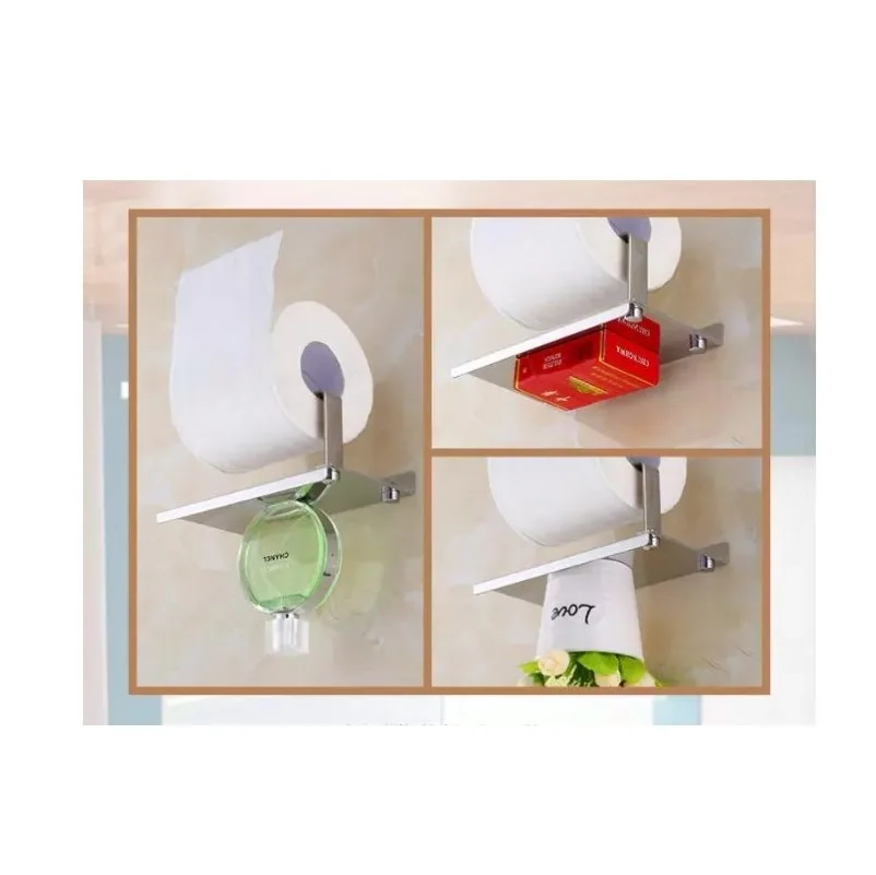 Нержавеющая сталь Ванная комната держатель для бумаги и телефона с полкой