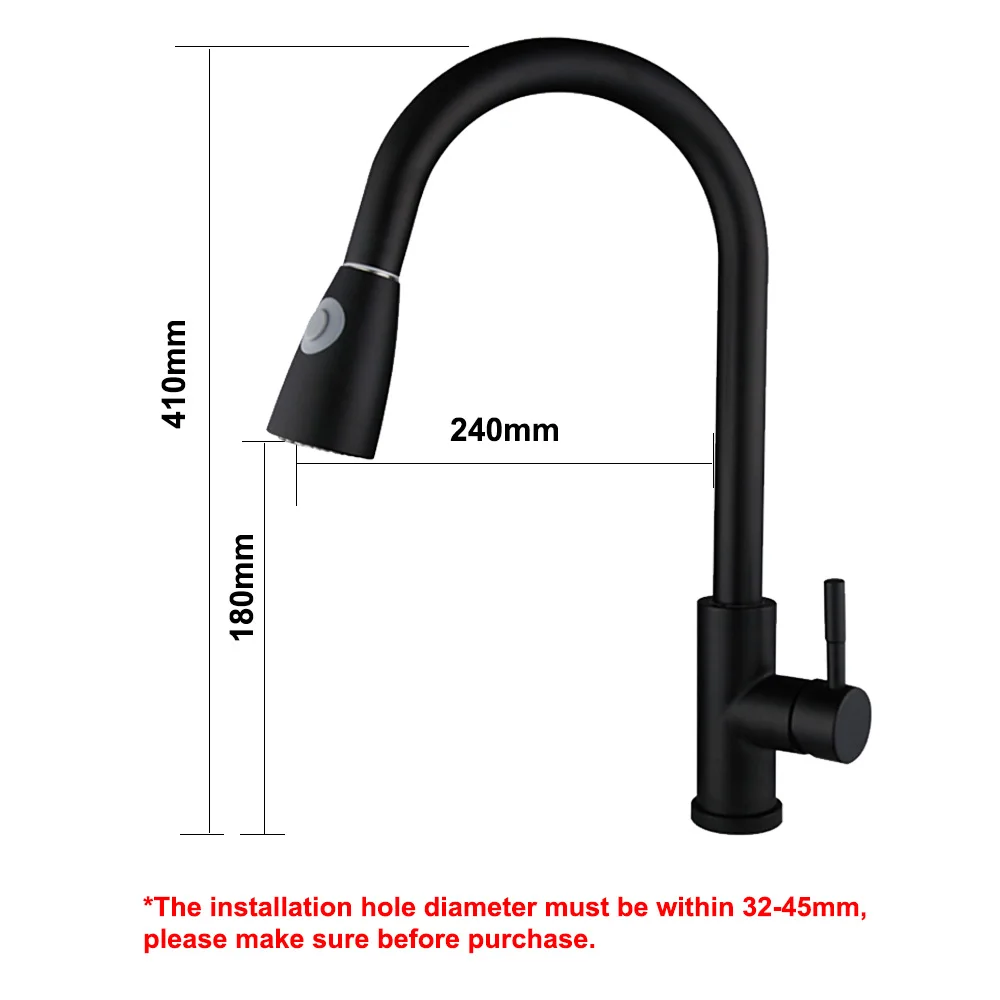 Латунный кухонный кран Senducs черный бронзовый выдвижной для горячей и холодной