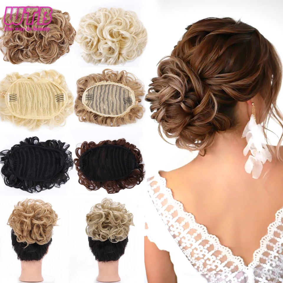 

WTB Women's Synthetic Short Curly Chignons Elastic Rubber band Comb Clip In Hair Extension Ponytail Hairpiece Accessories