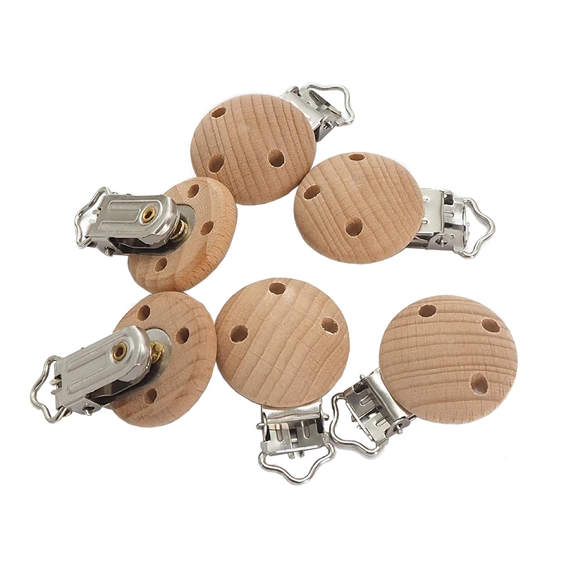 Chenkai-Pinzas de madera redondas para beb&eacute;, 5 piezas, 35MM, sin BPA, para bricolaje, sonajero, dentici&oacute;n, agarre, accesorios de juguete de madera-1