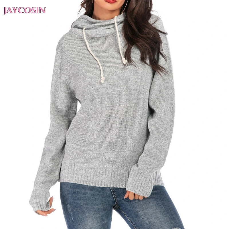 Женский свитер с длинным рукавом JAYCOSIN Однотонный завязками на завязках Прямая