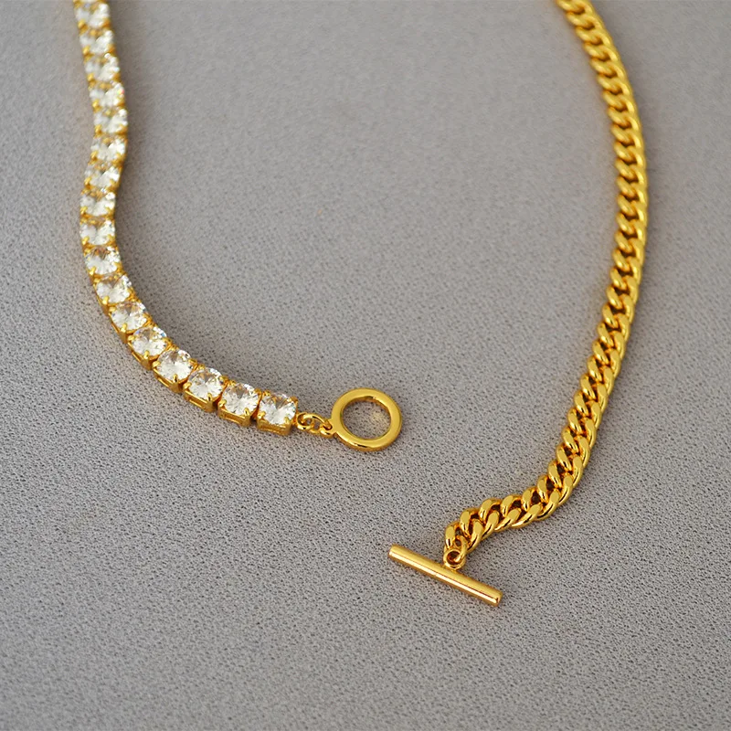 Оригинальный дизайн нишевая цепочка с мозаикой из циркония латунное