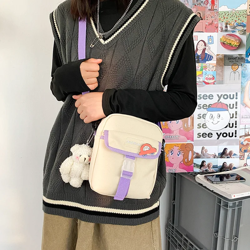 

Kawaii сумка через плечо женская маленькая сумка на плечо с откидным клапаном Новый 2021 мода нейлон Мобильный телефон сумка-клатч