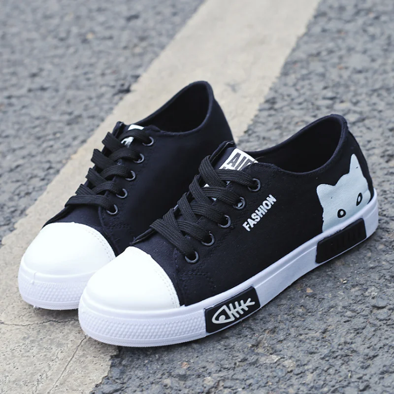 Женская парусиновая обувь весна 2020 мультяшный Кот женская повседневная удобная