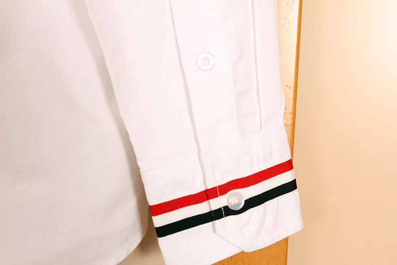 

2021 Fashion TB Brand Shirts Men Slim fit Cuff Stripes Casual Shirt long sleeve Oxford white cotton male Clothing office