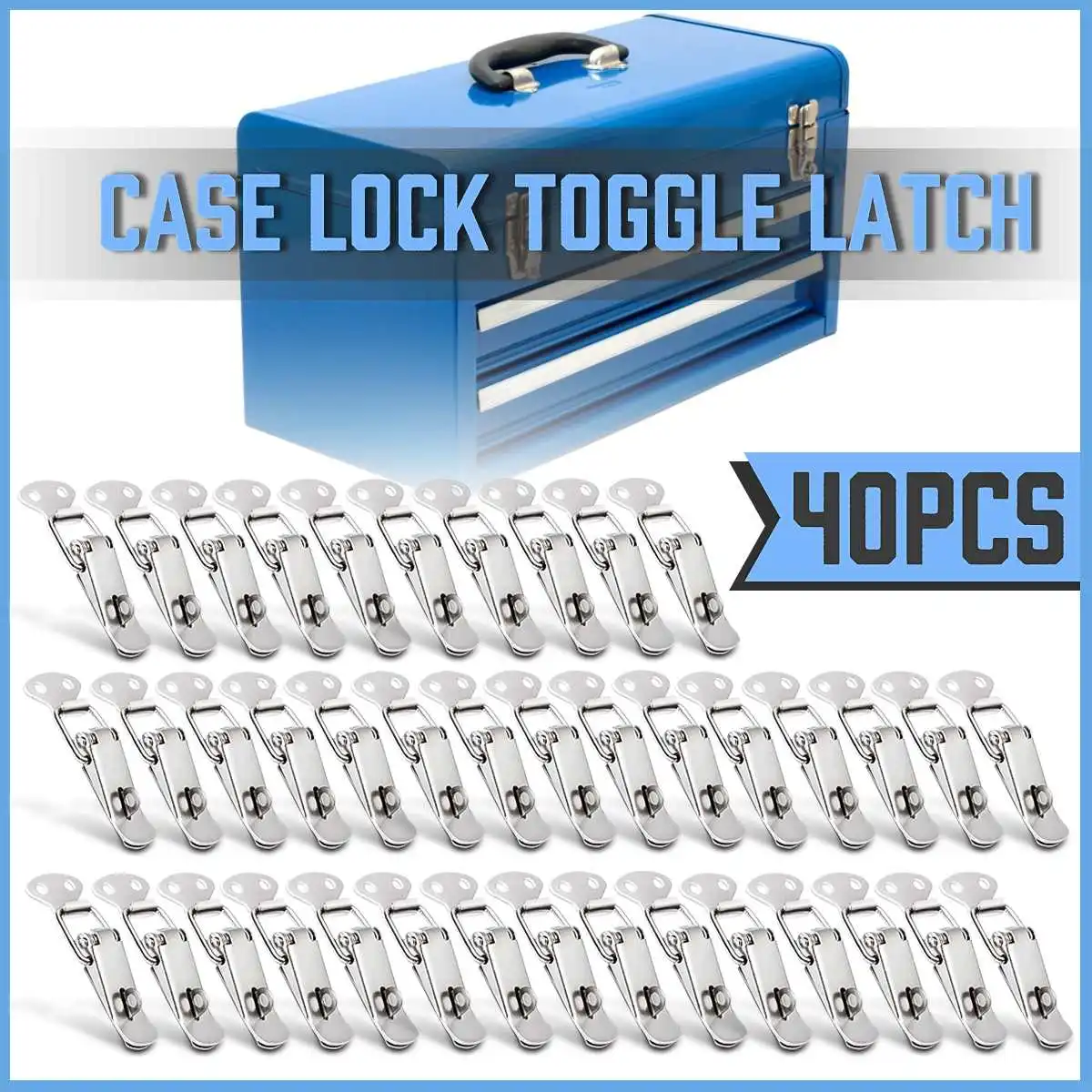 

40pcs 90° Buckle Hook Lock Stainless Steel Spring Loaded Draw Toggle Latch Clamp Clip Set Hardware Sliver Door Bolt Latch Lock