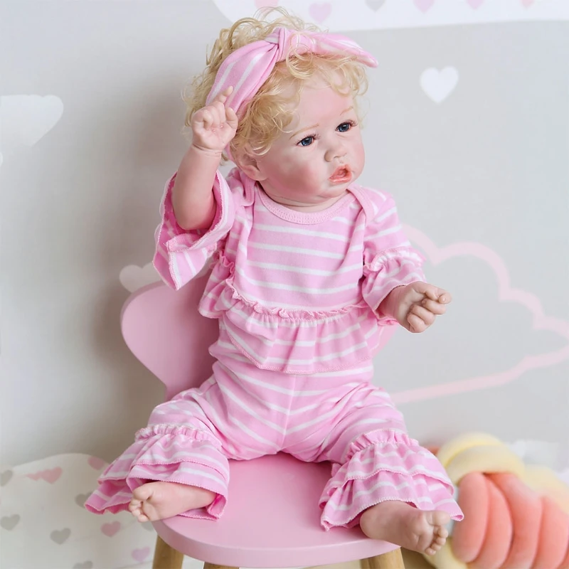 

55cm Realistic Doll Full Soft Silicone Vinyl Toddler Babies Lifelike Girl Birthday Gift Washable Toy for Boys Girls 97BC
