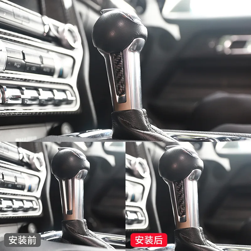 

For Ford Mustang Real Carbon Fiber Other Interior Accessories Gear Knob Frame Trim Stickers Car Stylying