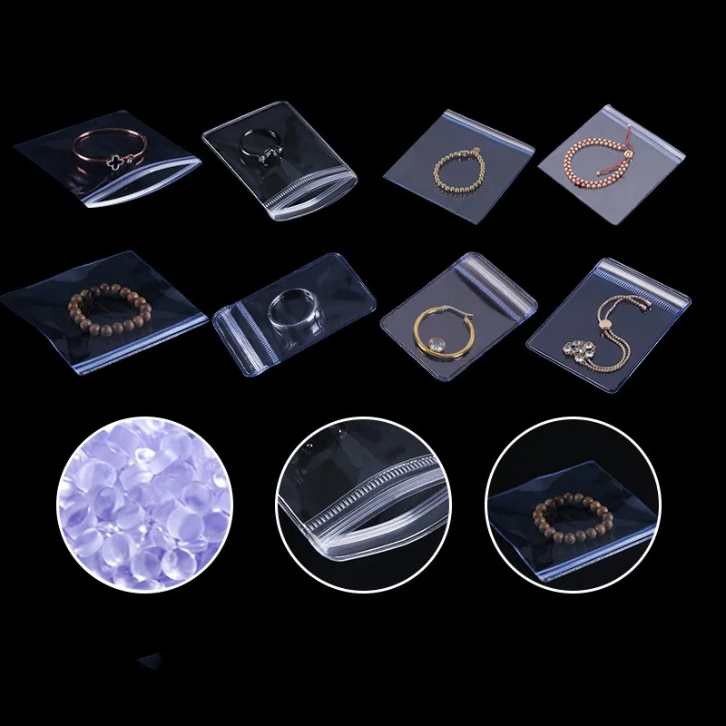 

30PCS Transparent Jewelry Storage Bag Self Adhesive Seal PVC Thicken Water-proof Gifts Bag & Pouch Jewelry Packaging Bag