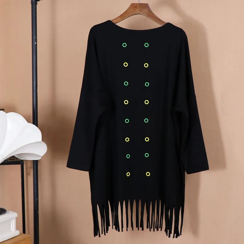 Осенняя Свободная Женская футболка большого размера из хлопка уличная