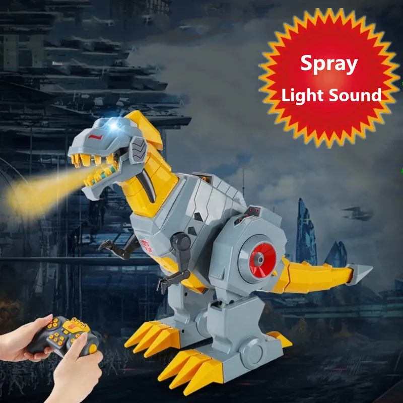 

High Simulation Spray Fire Dinosaur 2.4G Remote Control Walking Sound Light Effect Large Size Intelligent Battle Dinosaur Gifts